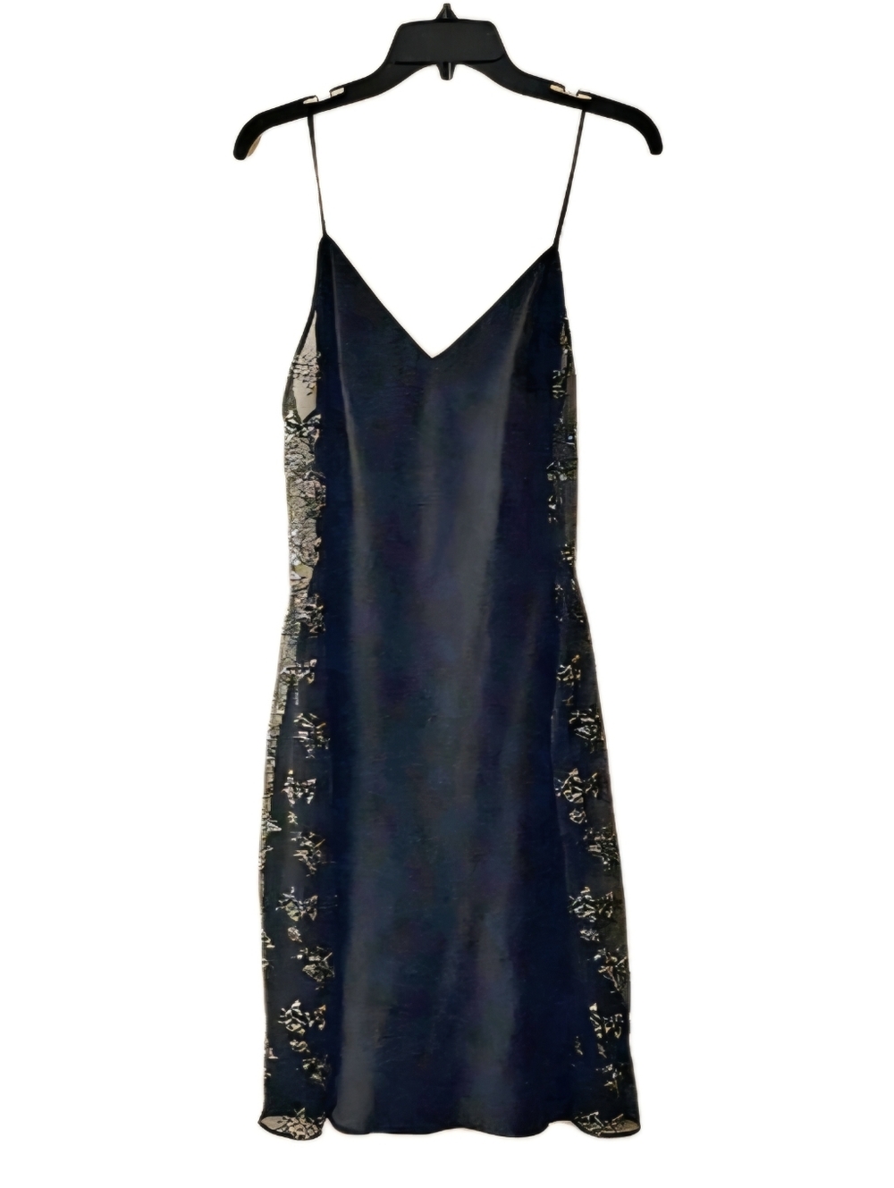 ​VS Victoria’s Secret Black Satin Slip Dress M Whimsygoth Coquette Y2K Silver